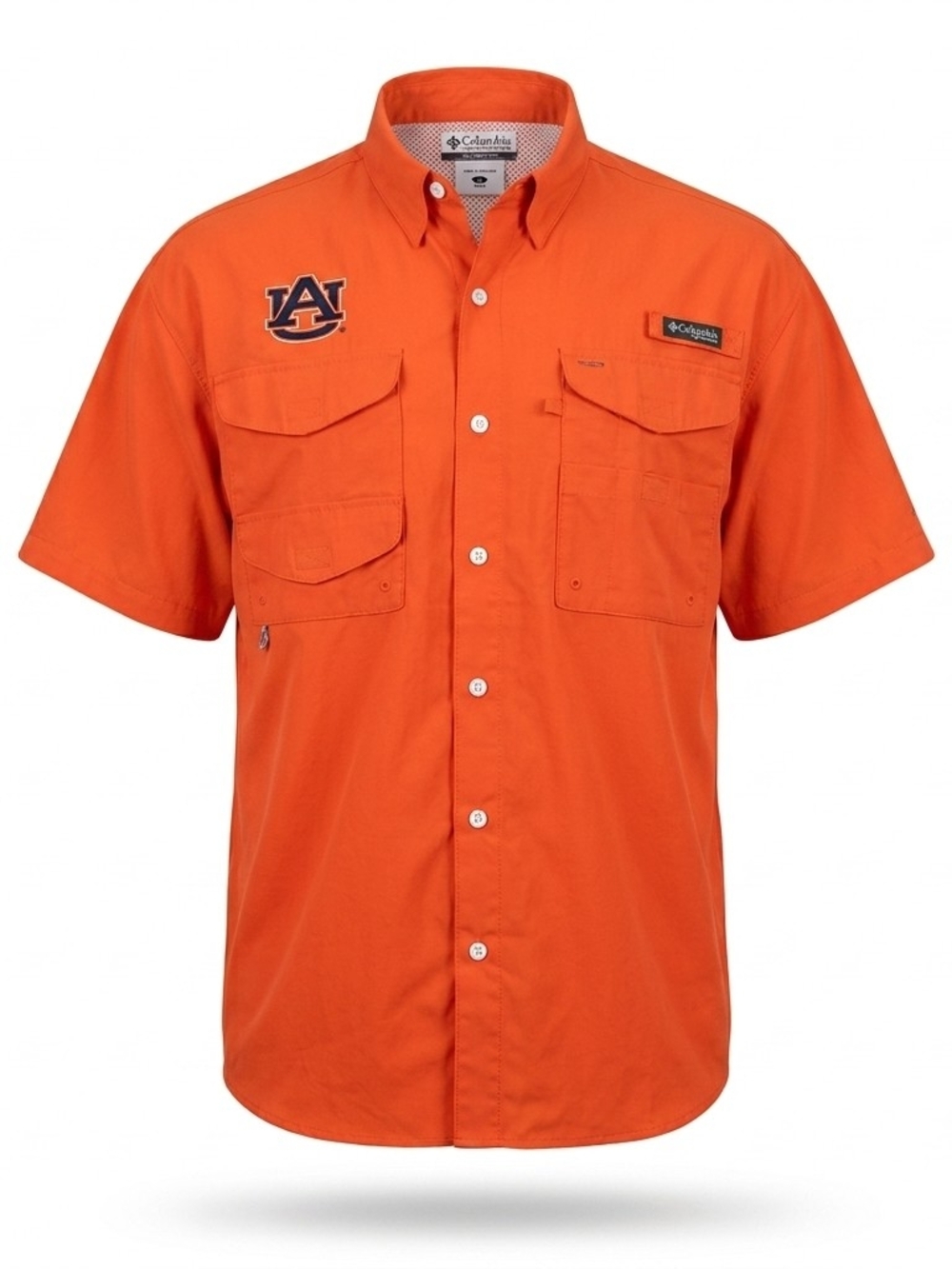 Columbia PFG Auburn Tigers Short Sleeve Fishing Shirt Men's Large Orange